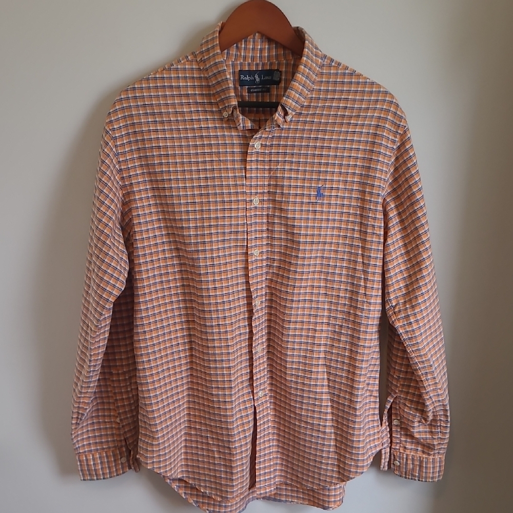 Polo by Ralph Lauren Men's Orange Checkered Shirt